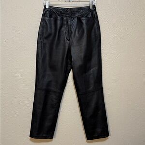 Navy Leather Pants